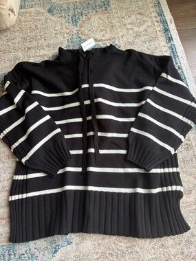 NWT Lane Bryant Black and White Striped Knit Sweater